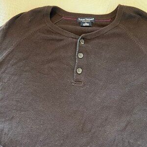 Men's Tailor Vintage Cotton Cashmere Brown Long Sleeve Henley Size XL NWOT